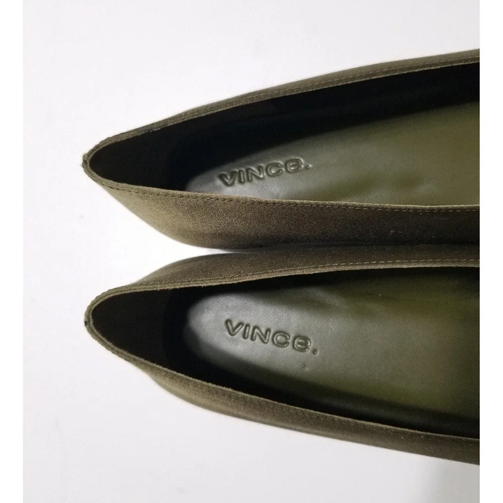 NIB‎ Vince Maxwell Italian Satin Ballet Flat Olive Green Size 6.5, 8.5 $225